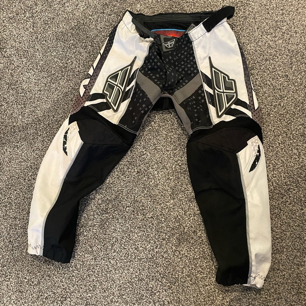 Fly Racing Black and White Motorcycle Pants